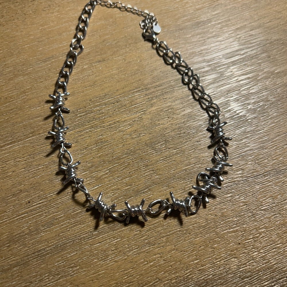 Barbed Wire Silver Necklace